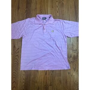 Clubhouse Collection Masters Polo Shirt Mens XL Pink Striped Cotton Italy Golf